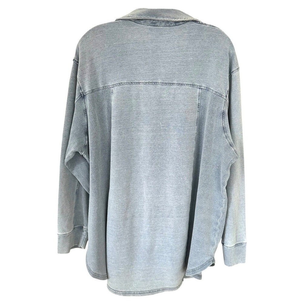 Jane & Delancey Women's Button Down Shirt Top Denim Look Plus Size 1X Light Blue - Picture 2 of 8